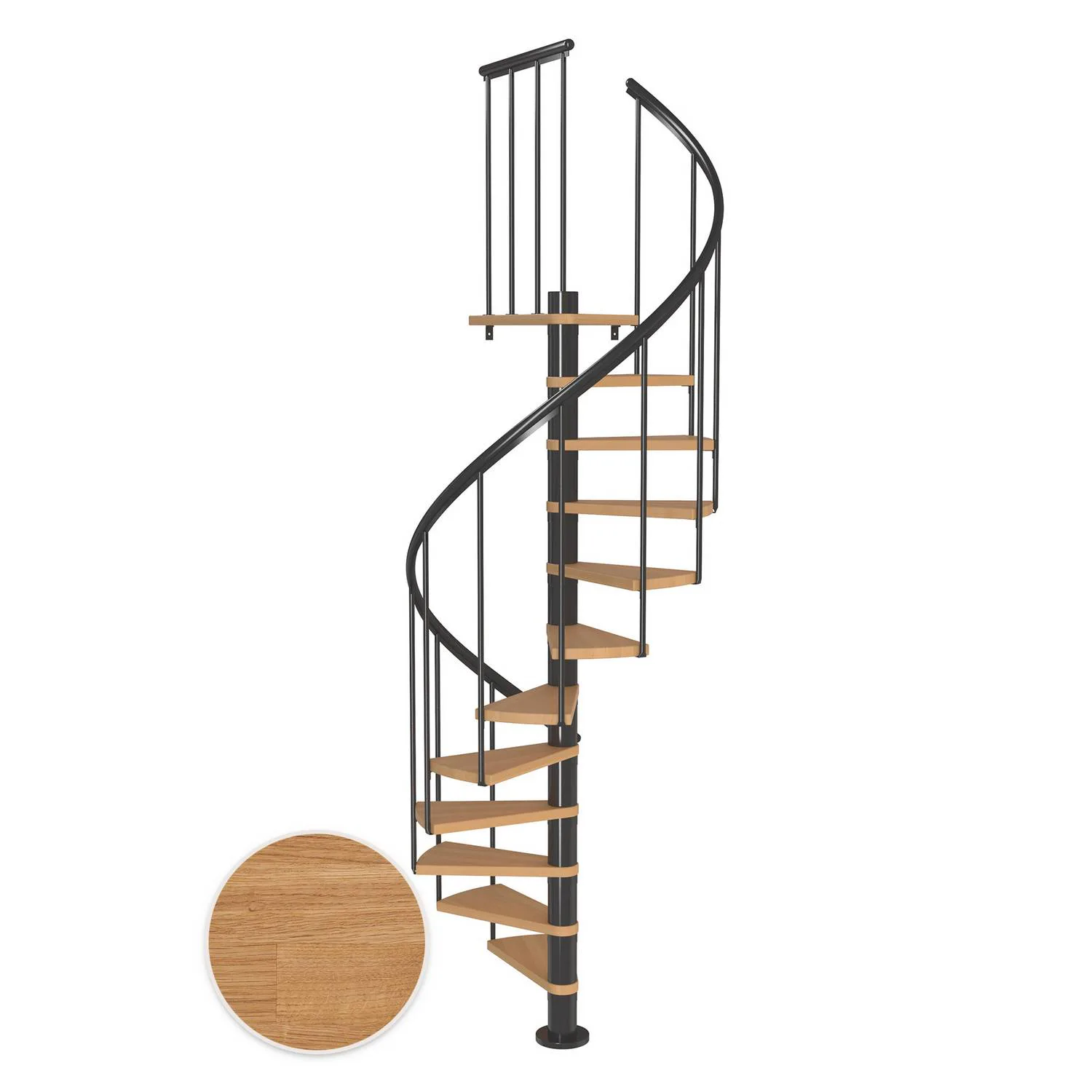 MONTREAL spiral ek oljad antracit CLASSIC2 13T Ø120 Antracit, Golv till golv höjd: 2910-3330 mm, 13+1 steg