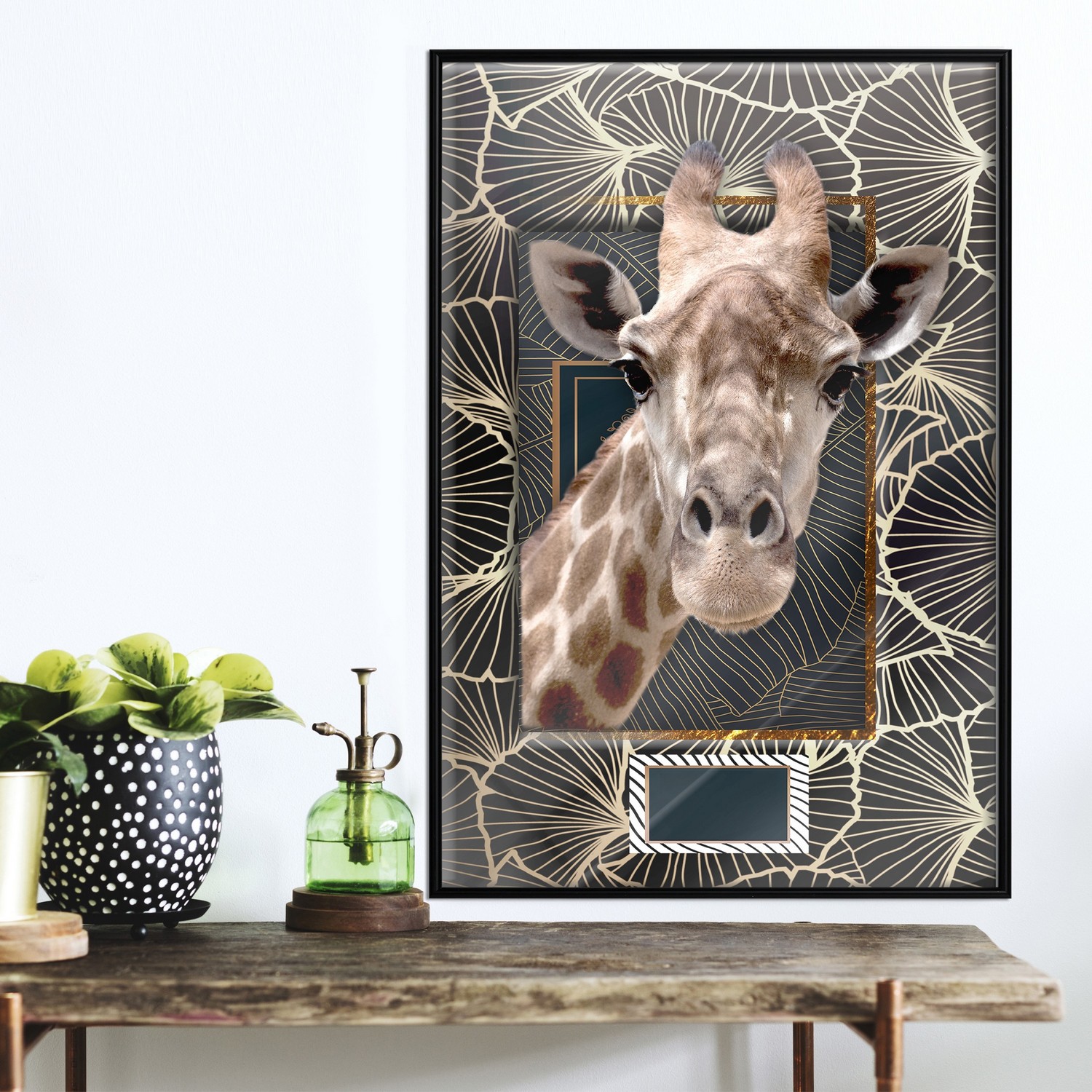 Affisch - Giraffe [Poster] 30x45 Svart ram, 30x45 cm
