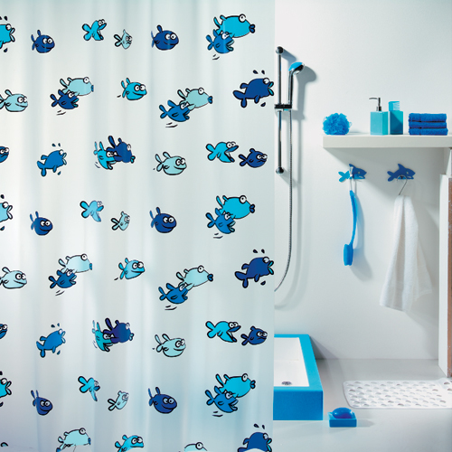 Duschdraperi Spirella Hugo blue 180x200