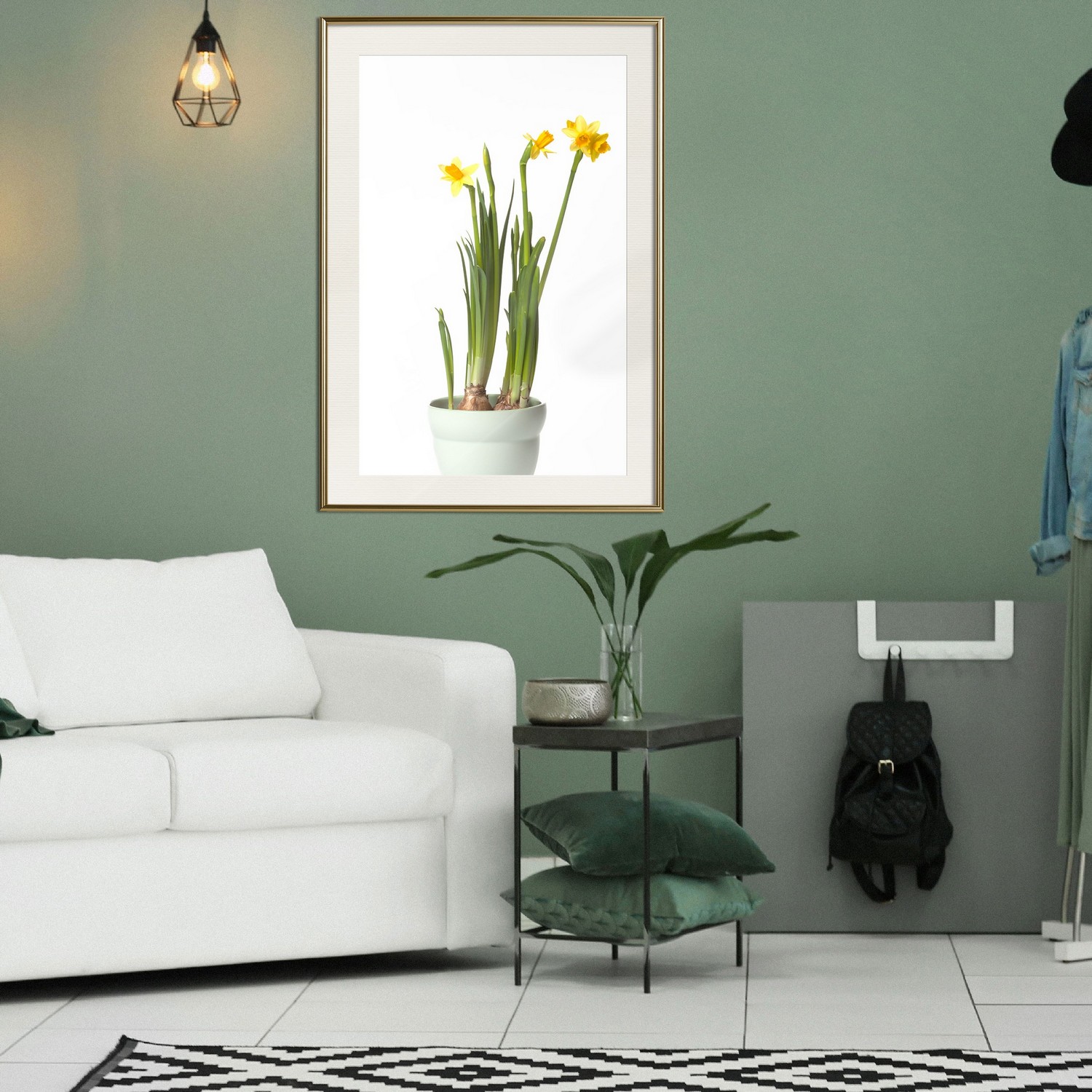Affisch - Narcissus [Poster] 30x45 Guld ram med passepartout, 30x45 cm