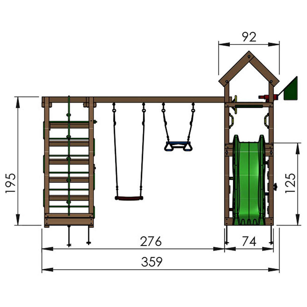 Klätterställning Jungle Gym Patio 2 Gungor & Rutschkana