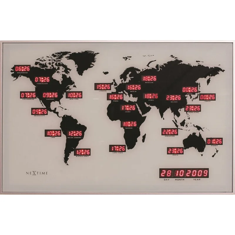 Väggklocka NeXtime World Time Digit