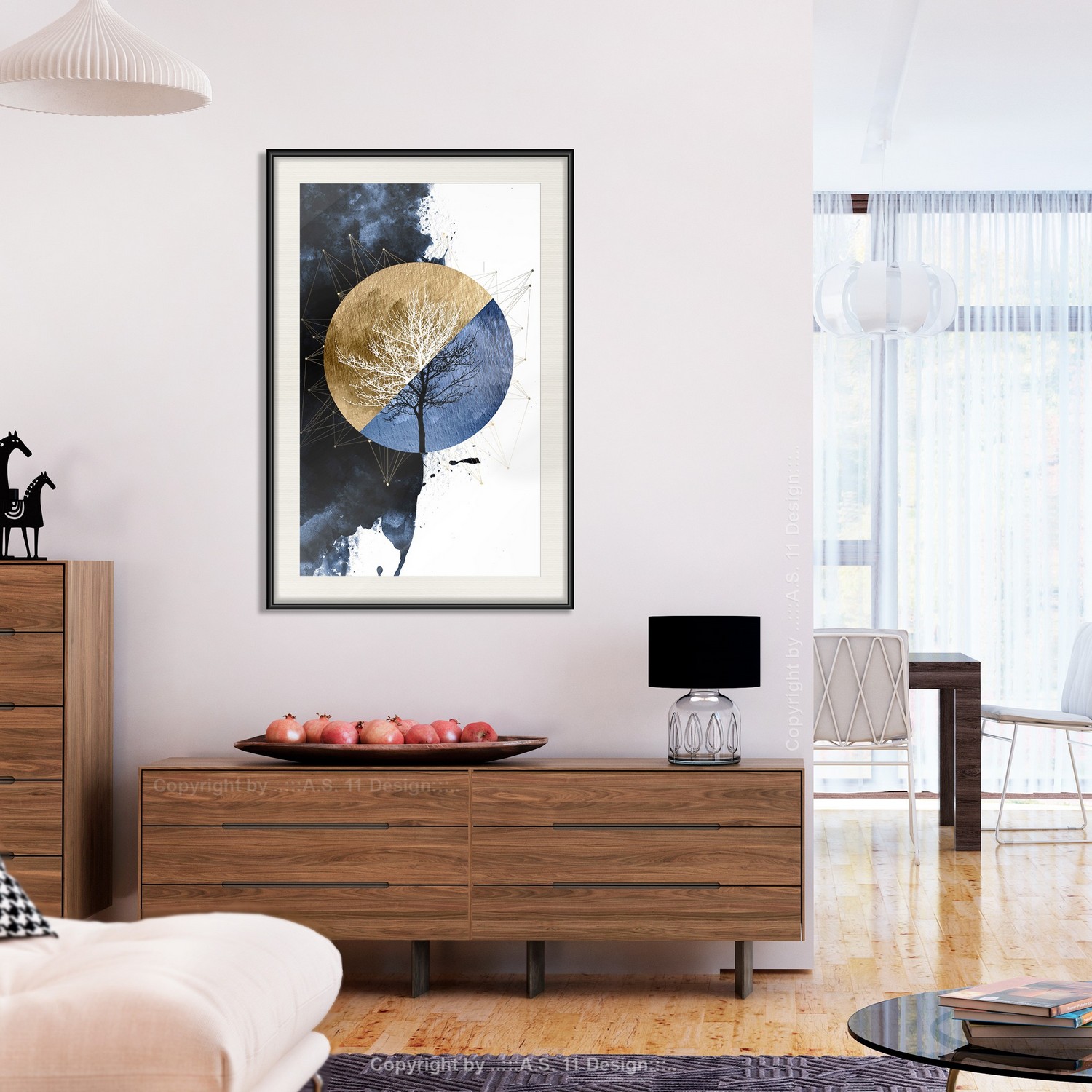 Affisch - Day and Night [Poster] 30x45 Svart ram med passepartout, 30x45 cm