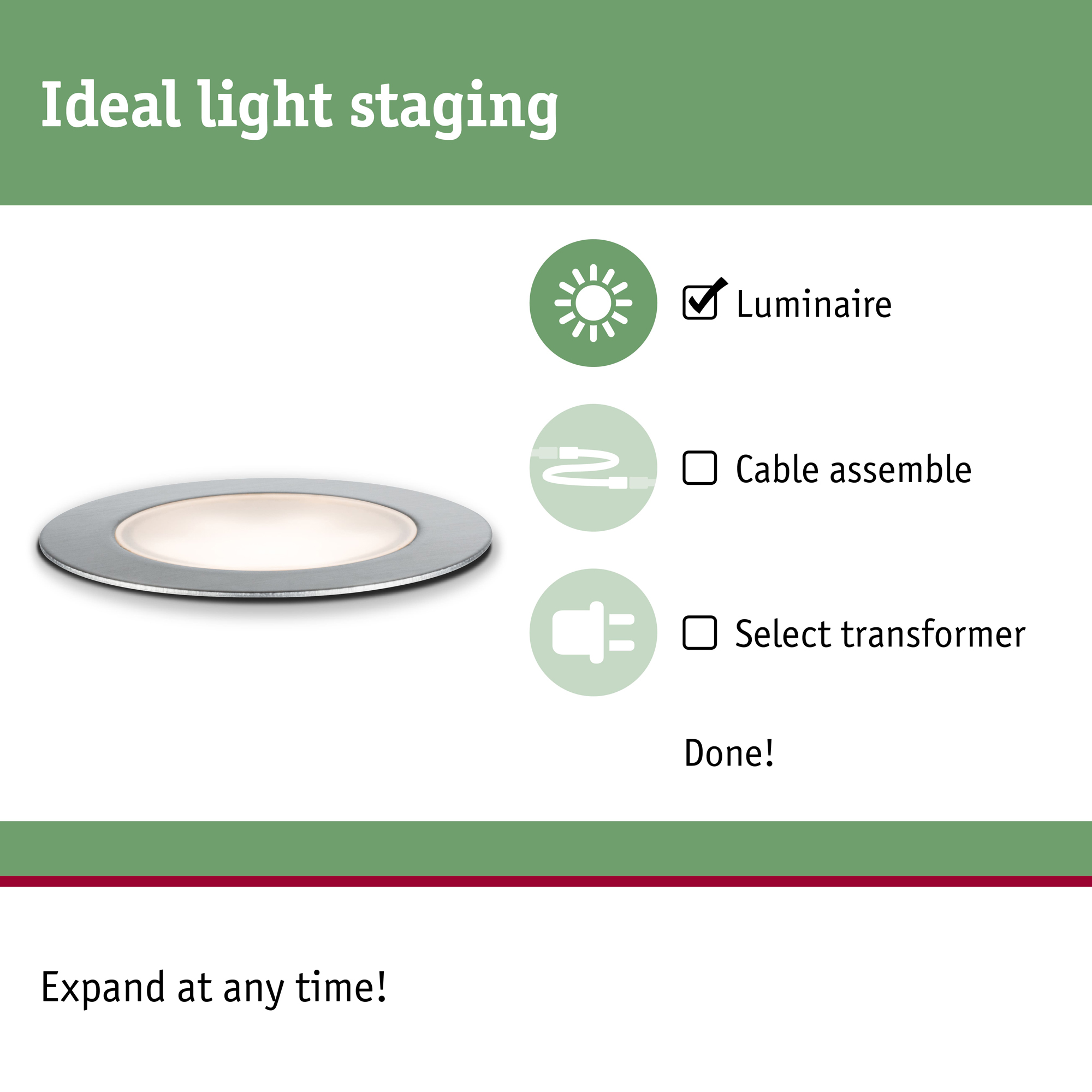 LED Infälld Markbelysning Paulmann Plug & Shine Floor Profil Spot Insektsvänlig IP67 2W