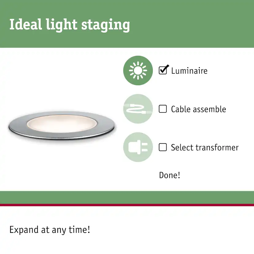 LED Infälld Markbelysning Paulmann Plug & Shine Floor Profil Spot Insektsvänlig IP67 2W
