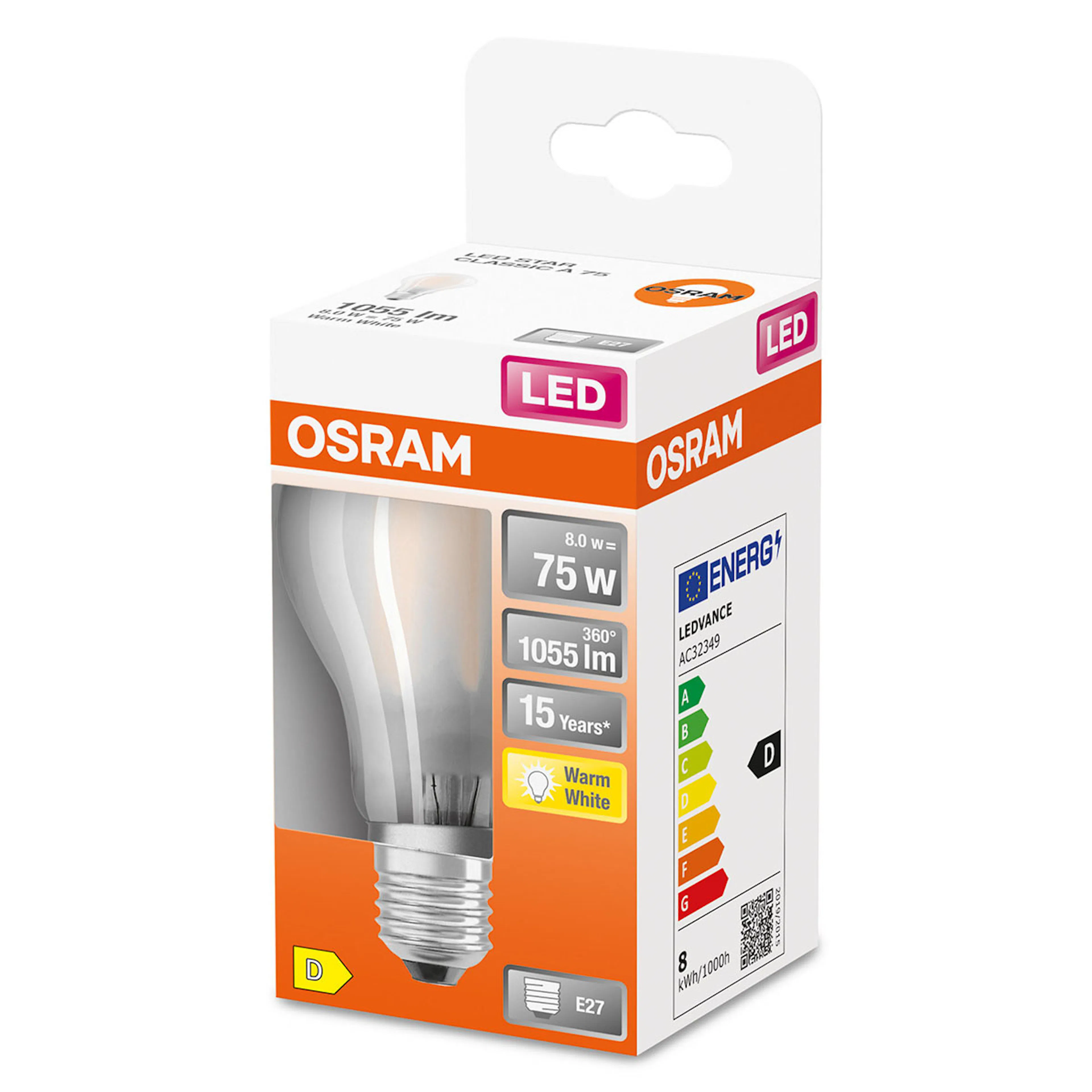 LED-LAMPA NORMAL (75) MATT BOX E27 827 CL A OSRAM Matt