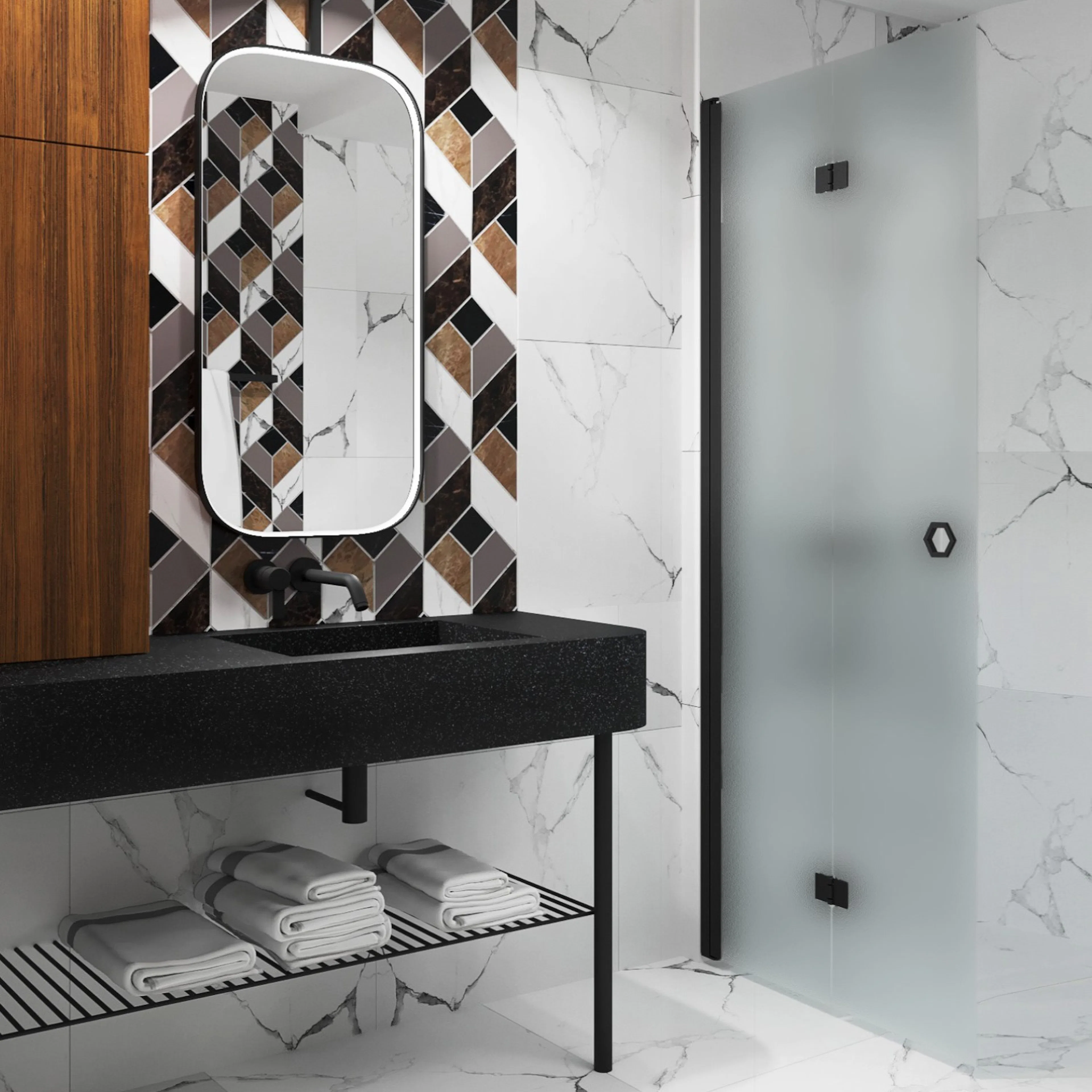 Forma 303 885x2025 mm, Satin, Svarta Profiler