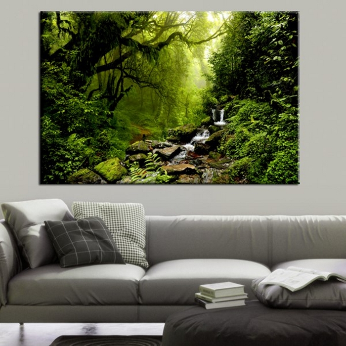 Tavla - Waterfall in the Forest 90x60 90x60 cm