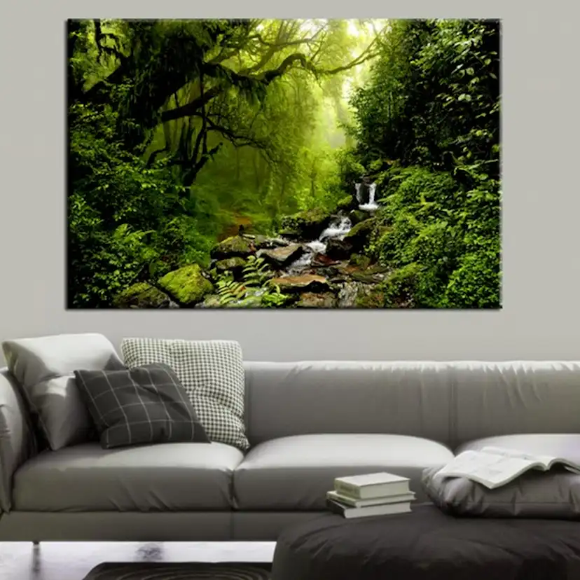 Tavla - Waterfall in the Forest 90x60 90x60 cm