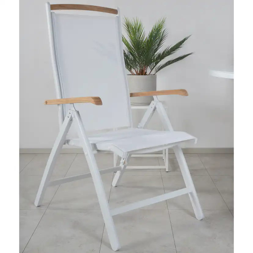 Alma Dining Table - White Alu - ø120cm+Panama 5:pos Chair - Vit