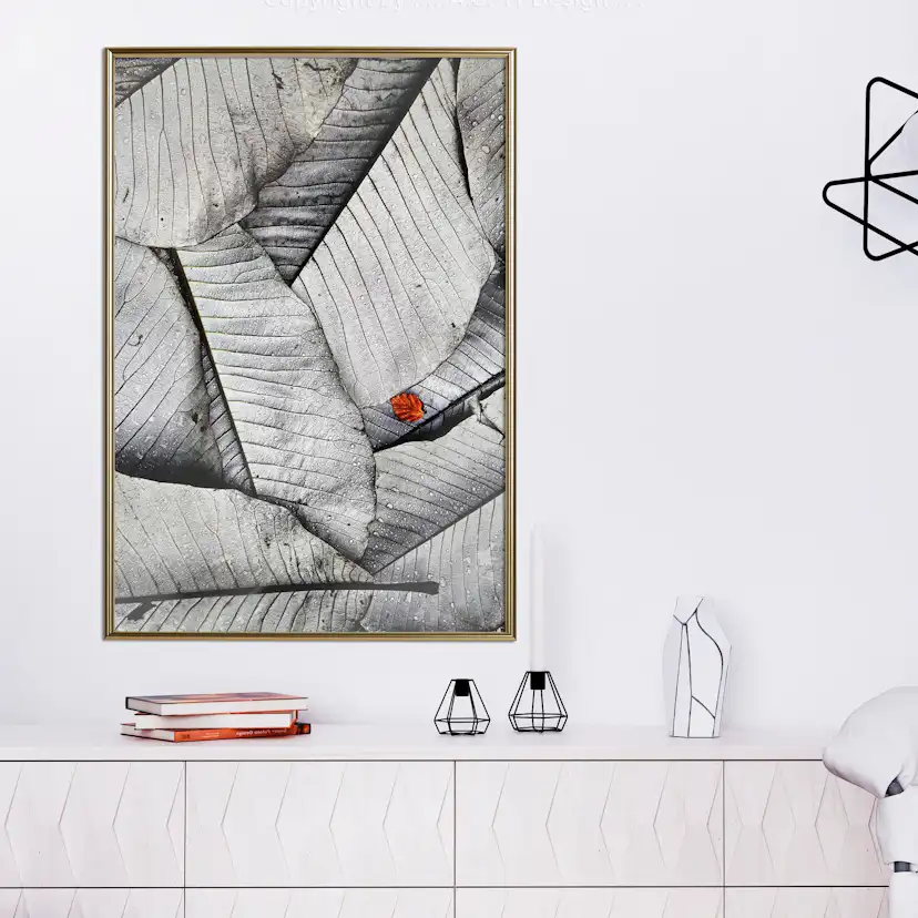 Poster Artgeist Affisch Black And White Leaves