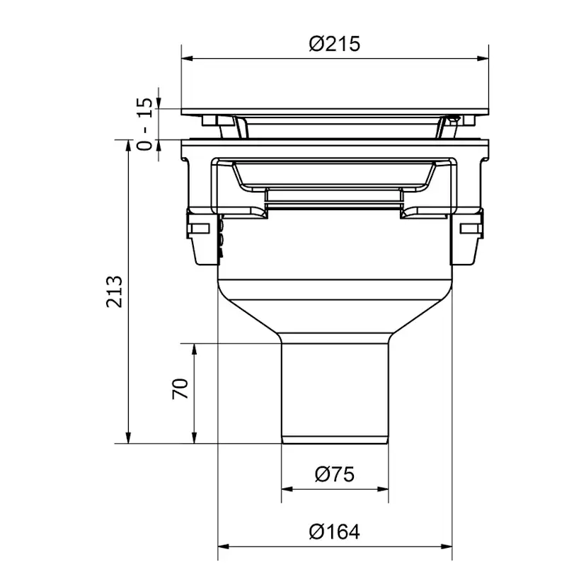 Golvbrunn Purus Saga 75 Bottenutlopp