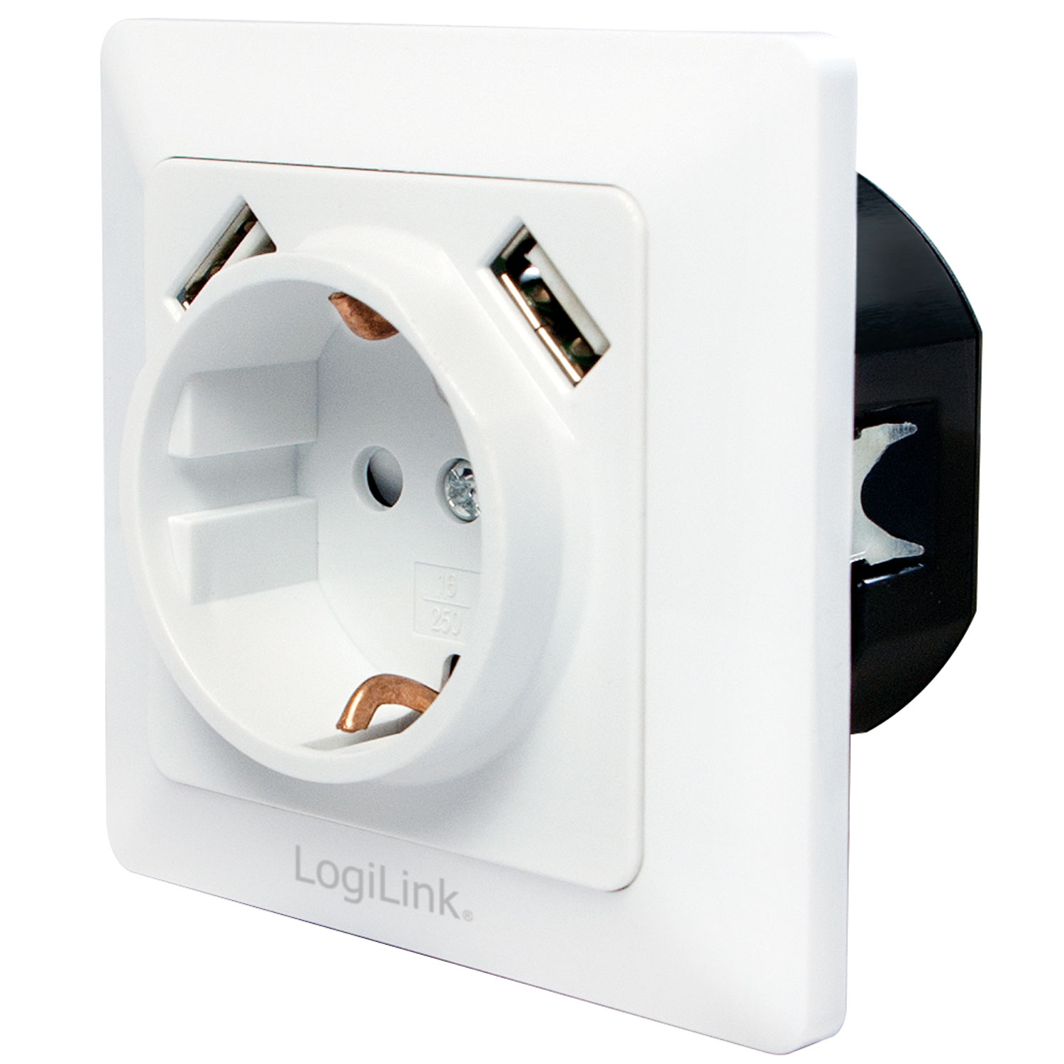 Vägguttag LogiLink 230V Med 2xUSB 2,1A