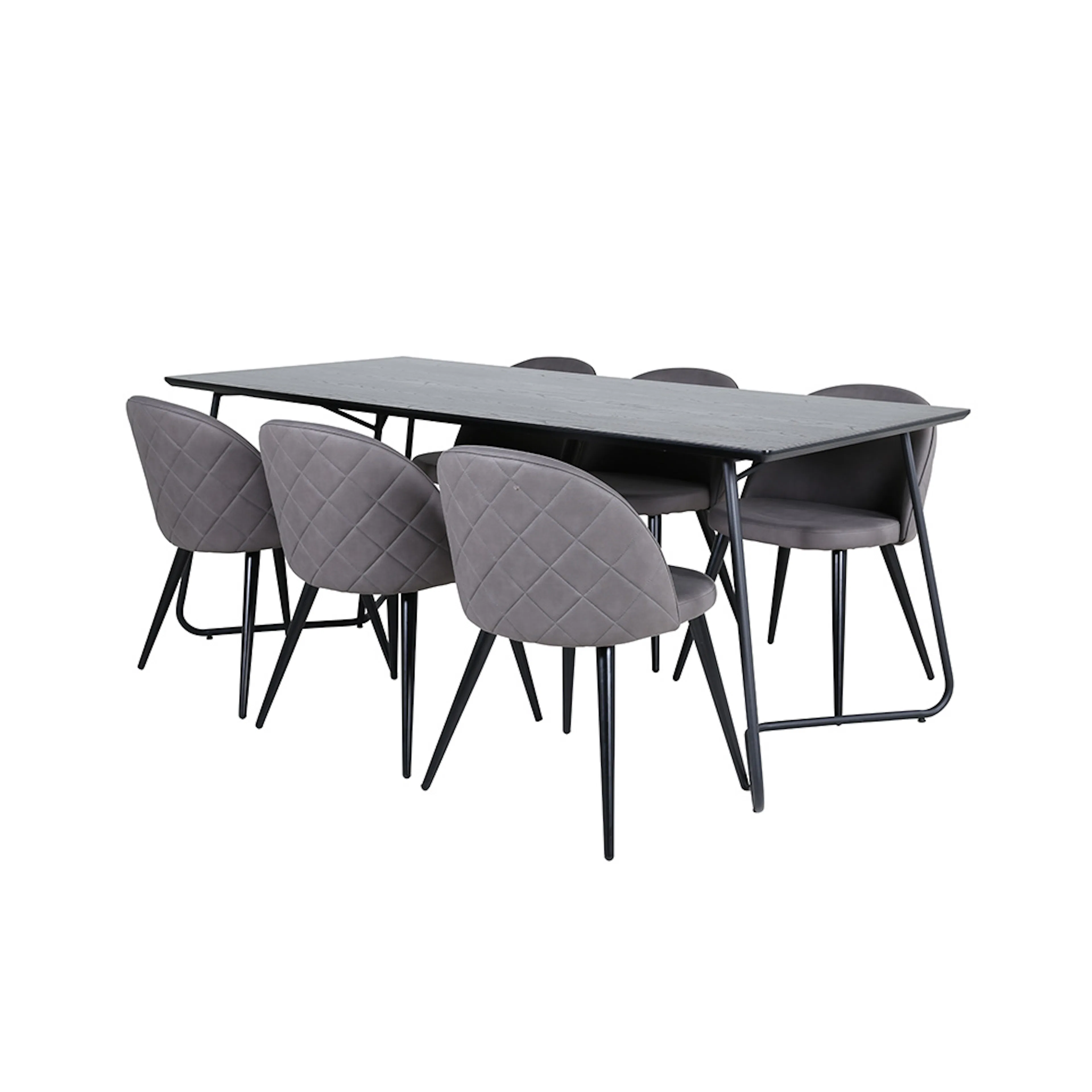 Pippi Dining Table  - Black / Black Veneer+Velvet Stitches C Material Mikrofiber