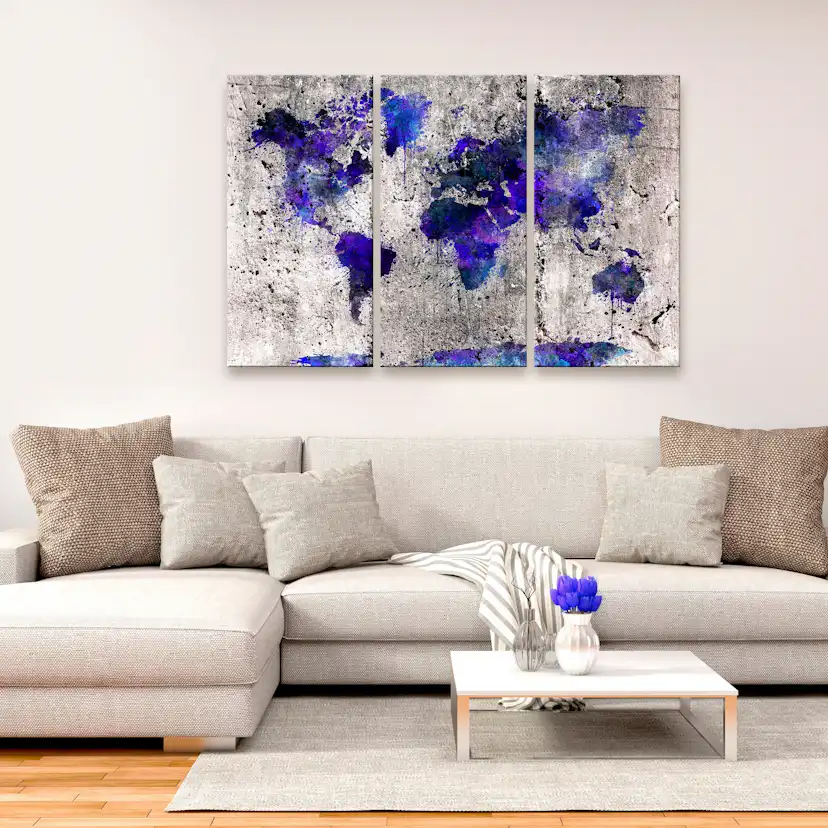 Tavla Arkiio World Map Ink Blots 3 delar