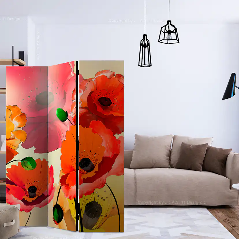 Rumsavdelare Skärmvägg Arkiio Velvet Poppies Motiv 2 135x172 cm