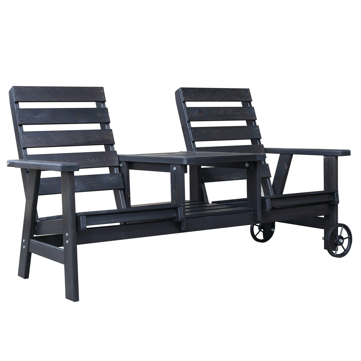 KINGDOM duosofa w. wheels, black Svart