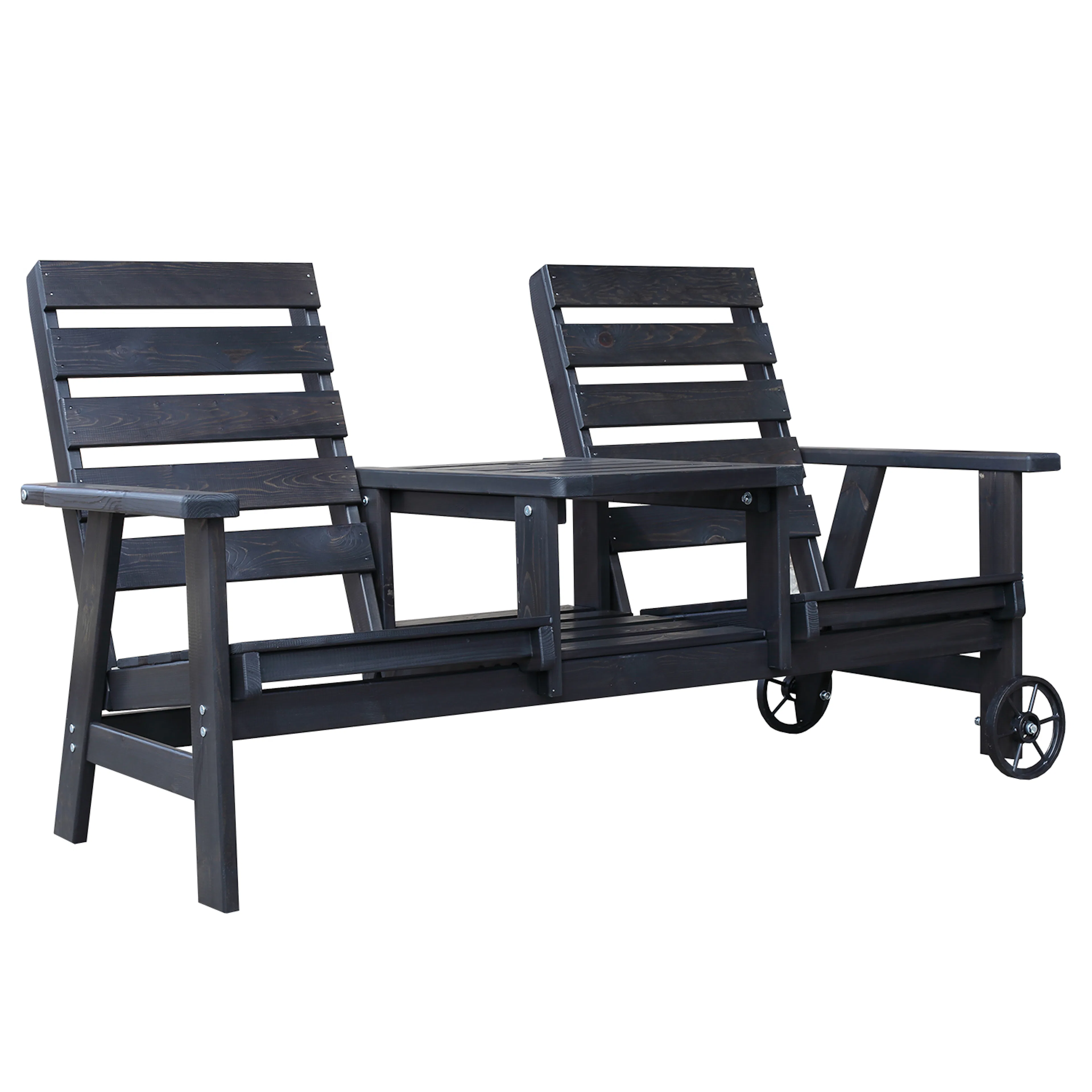 KINGDOM duosofa w. wheels, black Svart