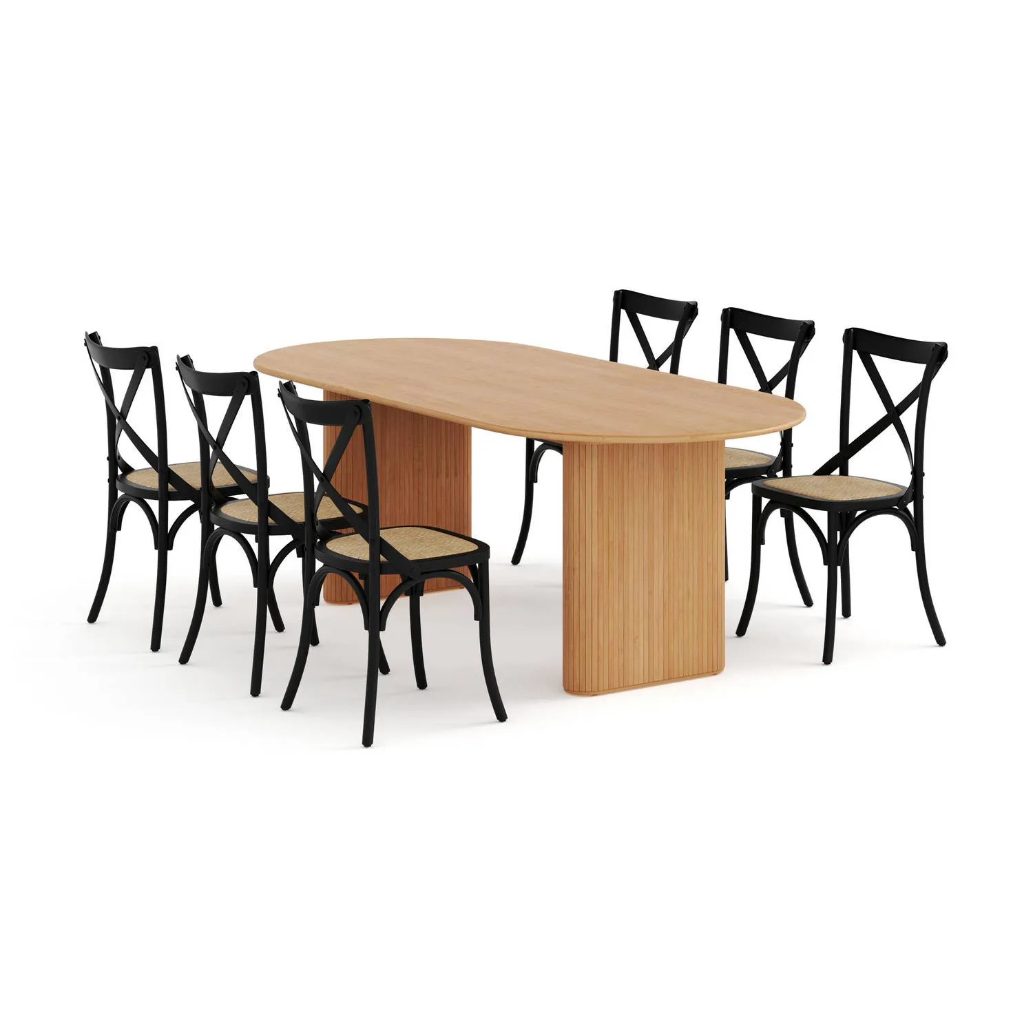 Matgrupp Basic Home Noira Ovalt Matbord 220 cm med 6 Kalb Matstol