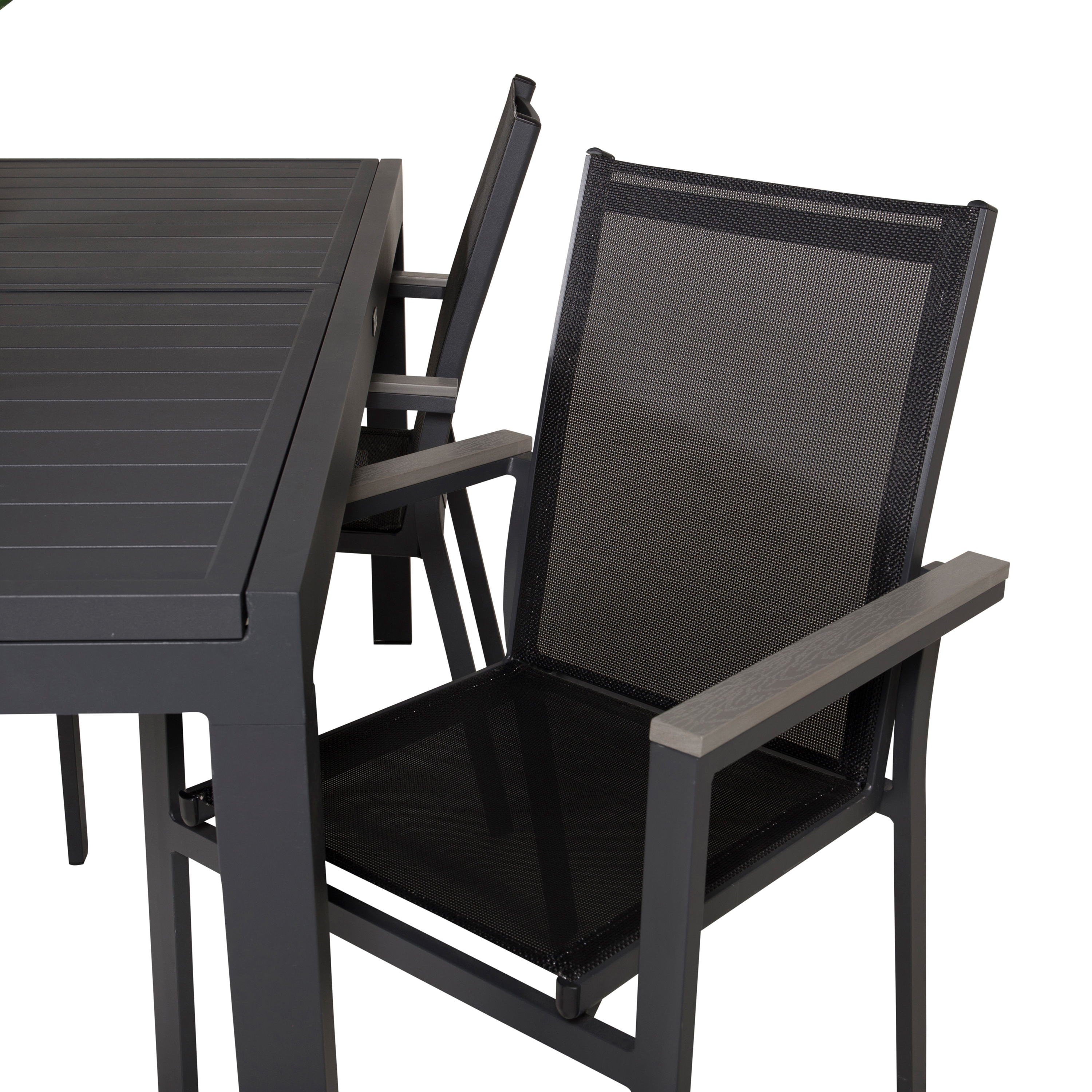 Marbella Bord160/240*100*H75-svart+Parmastolsvart/svart Grå4 Svart/Svart