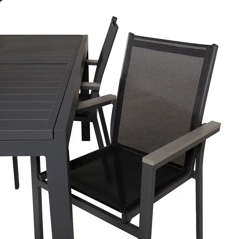 Marbella Bord160/240*100*H75-svart+Parmastolsvart/svart Grå4 Svart/Svart