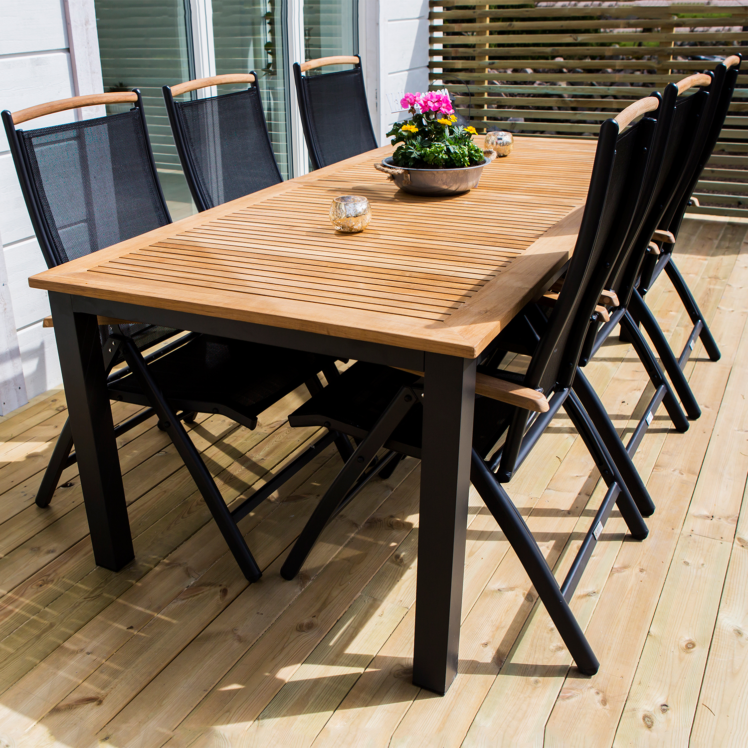 Panama - 5:pos Chair - Svart Alu/svart Textilene/Teak Svart