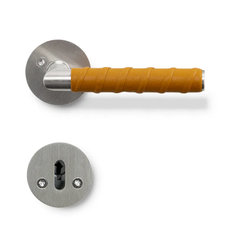 Dörrhandtag Kastrup 04 läderlindat rostfritt/natur inkl.ns Beige