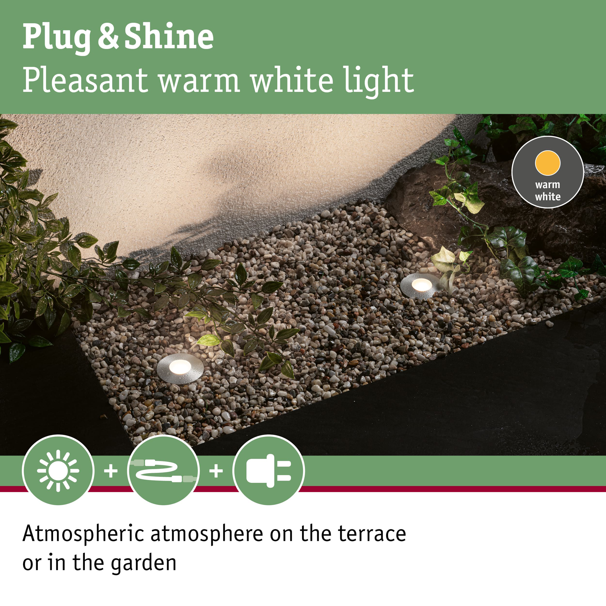LED Infälld Markbelysning Paulmann Plug & Shine Floor Mini Spot IP67 24V 3-pack med Kabel & Transformator