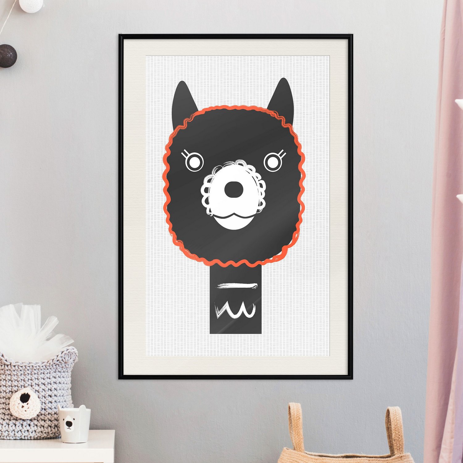 Affisch - Decorative Alpaca [Poster] 40x60 Svart ram med passepartout, 40x60 cm