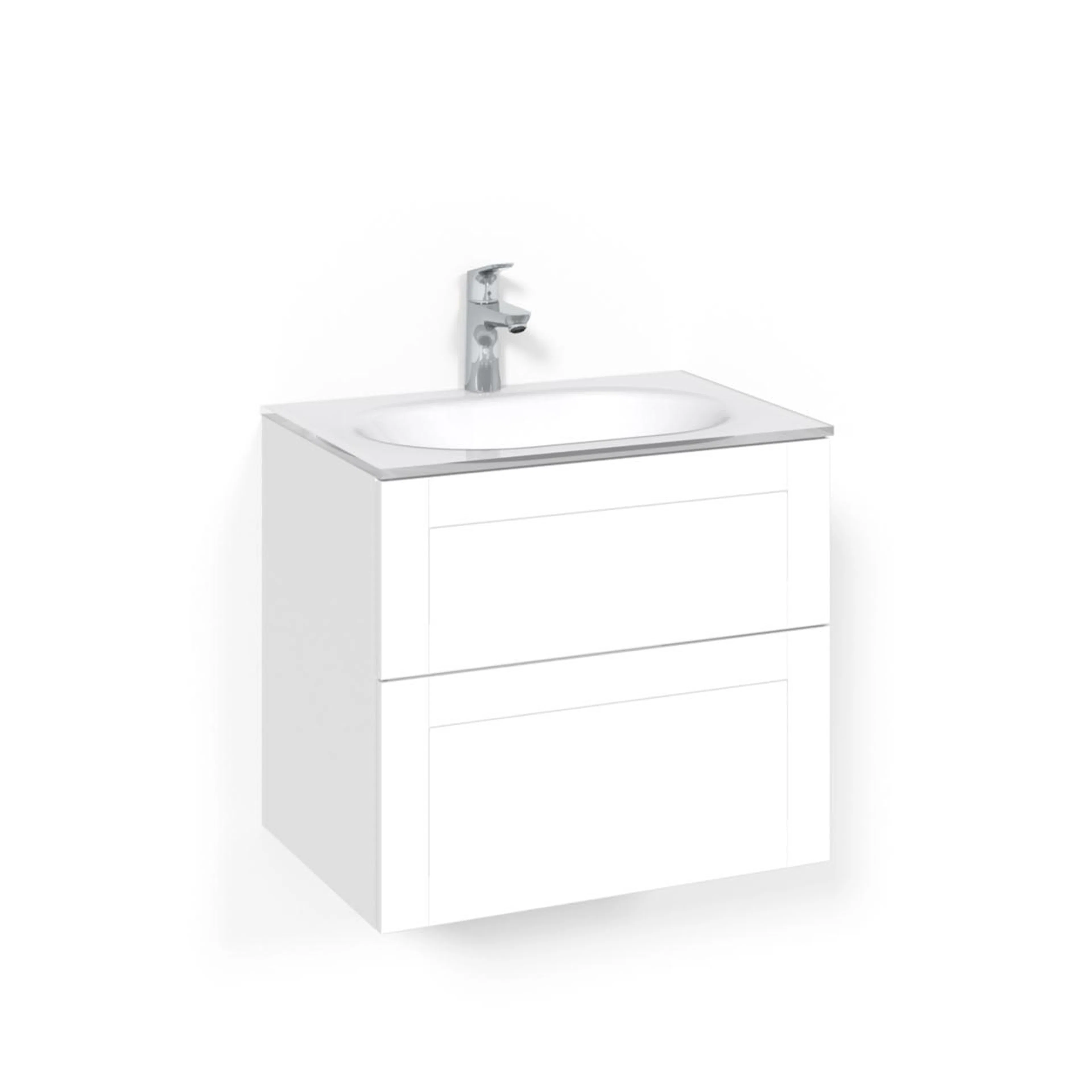 Crown Kom 60x45 Vit Fr G Bredd: 600 mm, Vit, Glastvättställ Vit