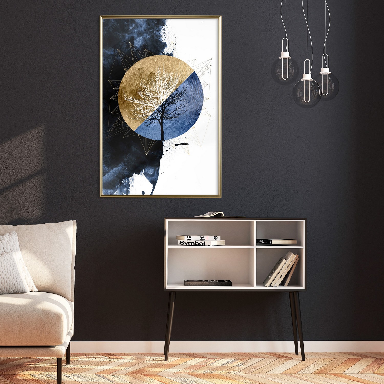 Affisch - Day and Night [Poster] 40x60 Guld ram, 40x60 cm