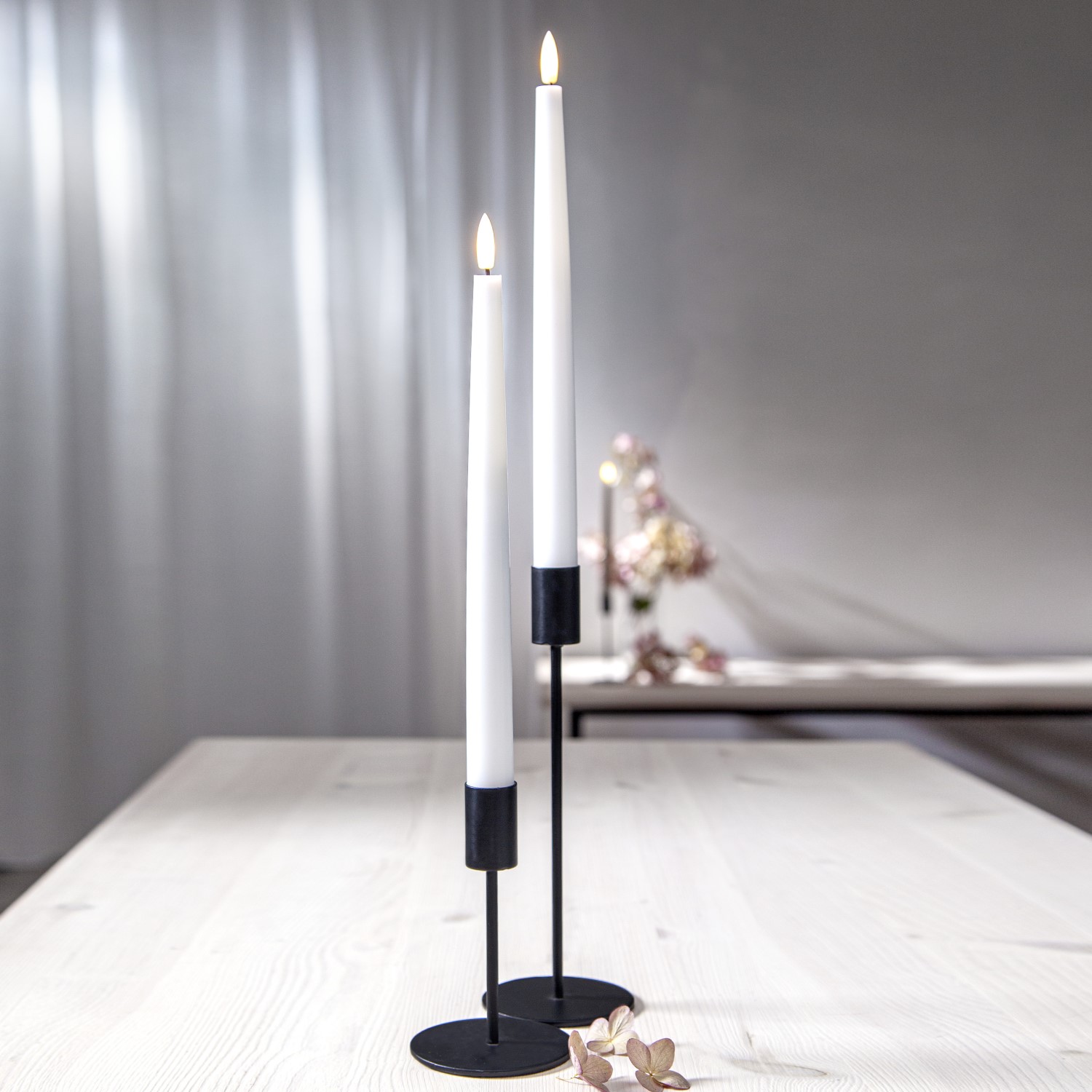 LEDAntikljus2p Flamme Slim Vit
