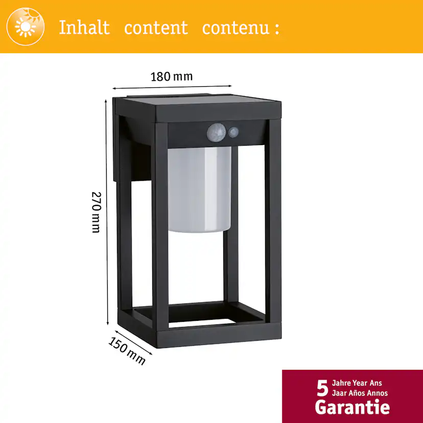 Fasadbelysning Solcell Paulmann Marisol LED med Rörelsesensor IP44