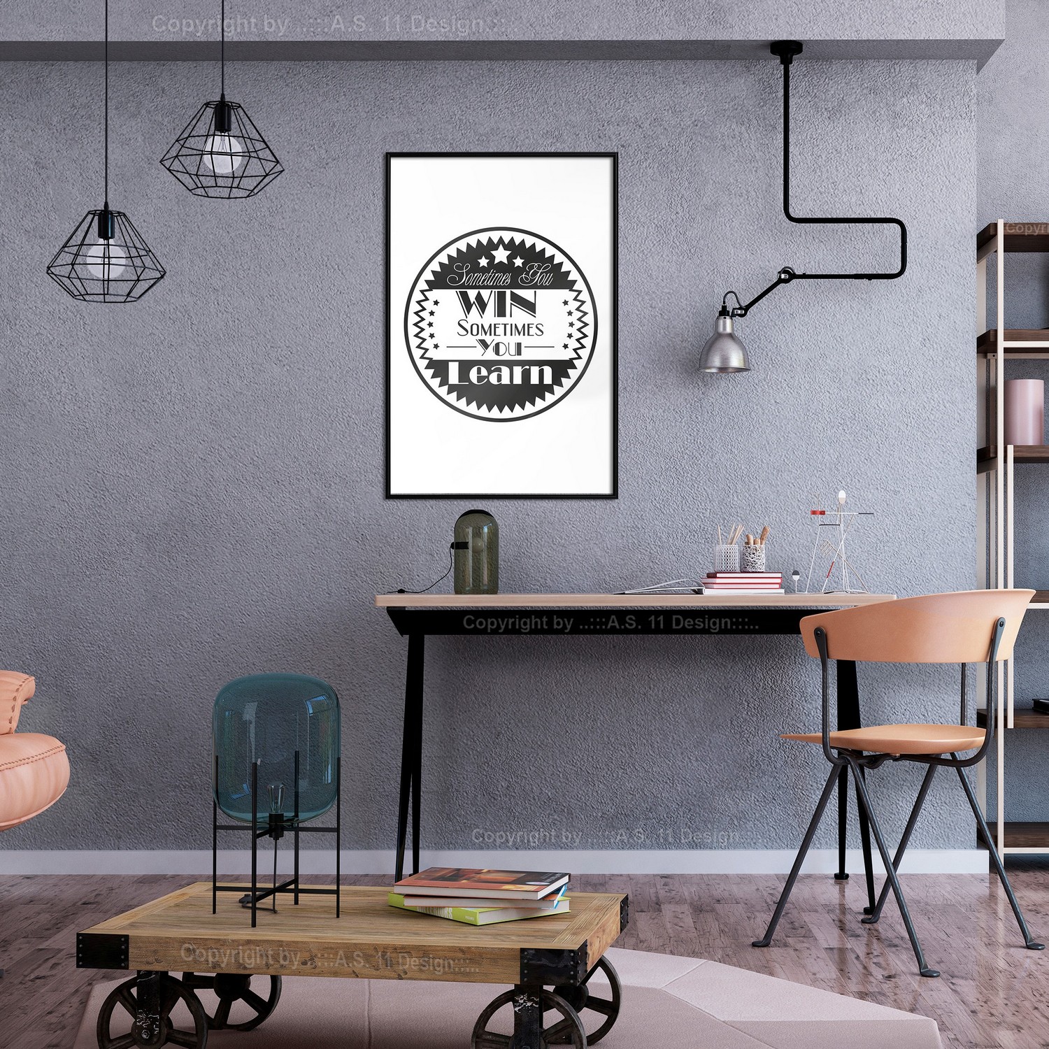 Affisch - Sometimes You Win Sometimes You Learn [Poster] 20x Svart ram, 20x30 cm