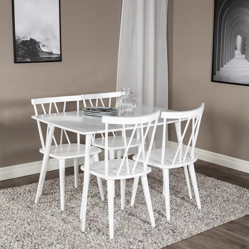 Matgrupp Venture Home Pobbie med 4 Marie Stolar Gummiträ