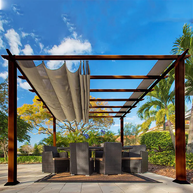 Florida Pergola Brun 12 kvm Area 12 m2, Stomme: Brun, Duk: Beige