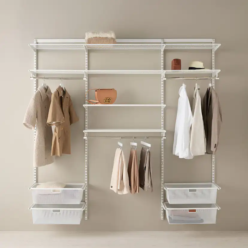 Garderobslösning Elfa Ready Solution Classic 10 216 cm Vit