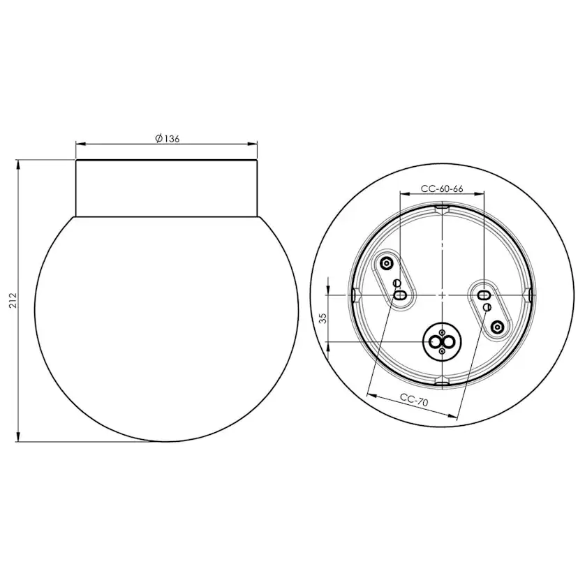 Vägg-/Taklampa Ifö Electric Classic Glob 200 Klar Rak IP44 E27