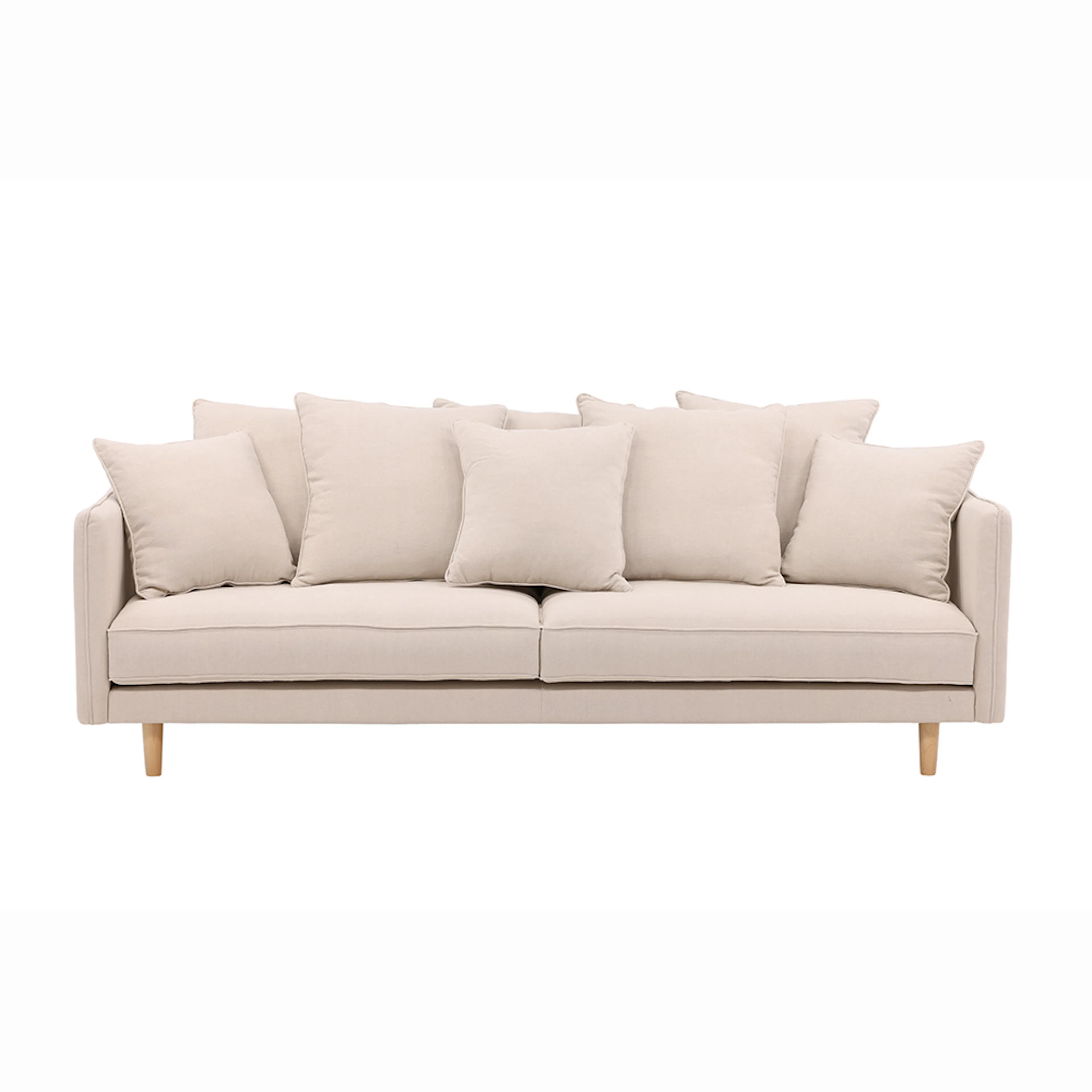 Soffa Vind Segelskären Beige 3-Sits med Tallben & Linnekuddar