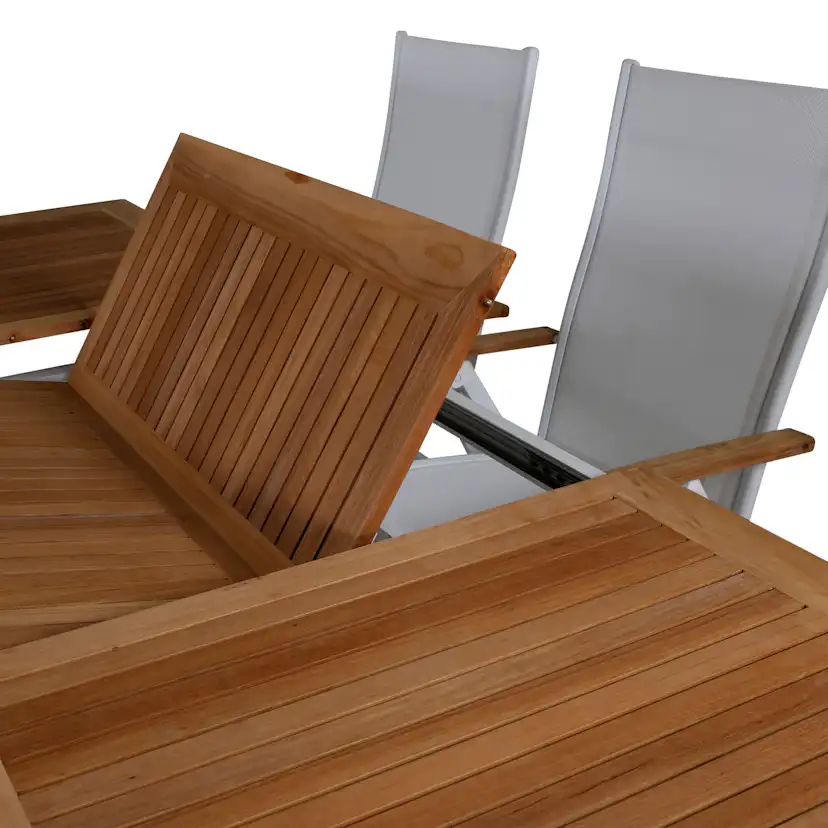 Panama - Table - 160/240*90 - Vit Alu/Teak Vit/Teak