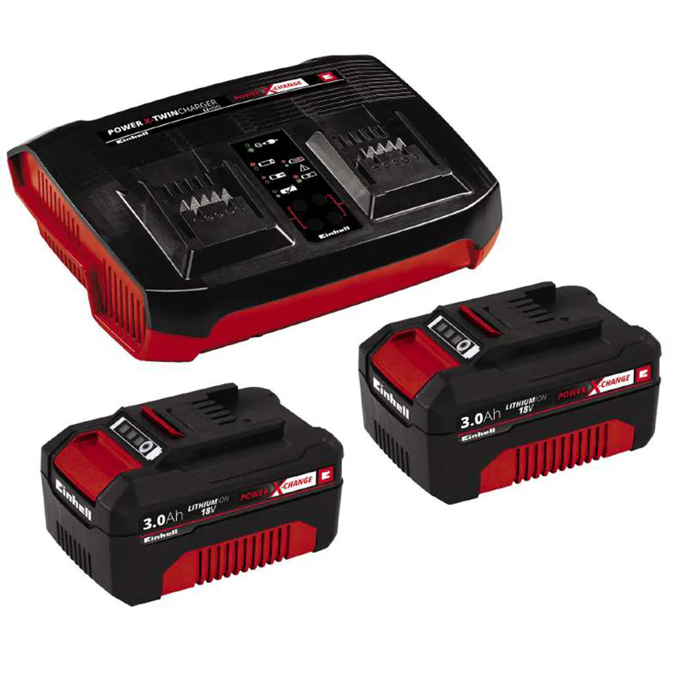 Batteri Einhell 18 V 2x3 Ah & Laddare Twincharger
