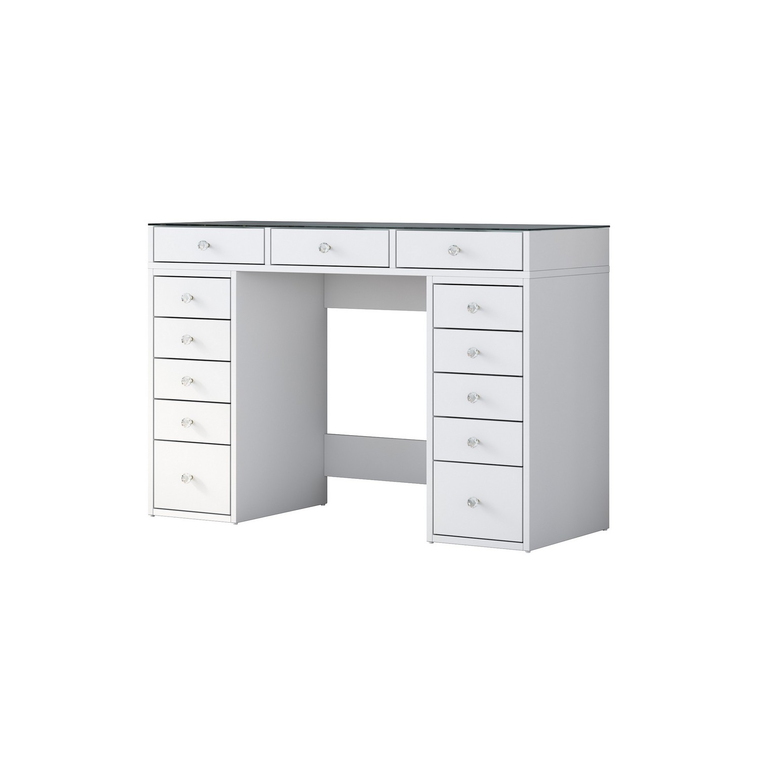 Sminkbord Scandinavian Choice Ramender med Förvaring & Bordsskiva i Glas 120cm