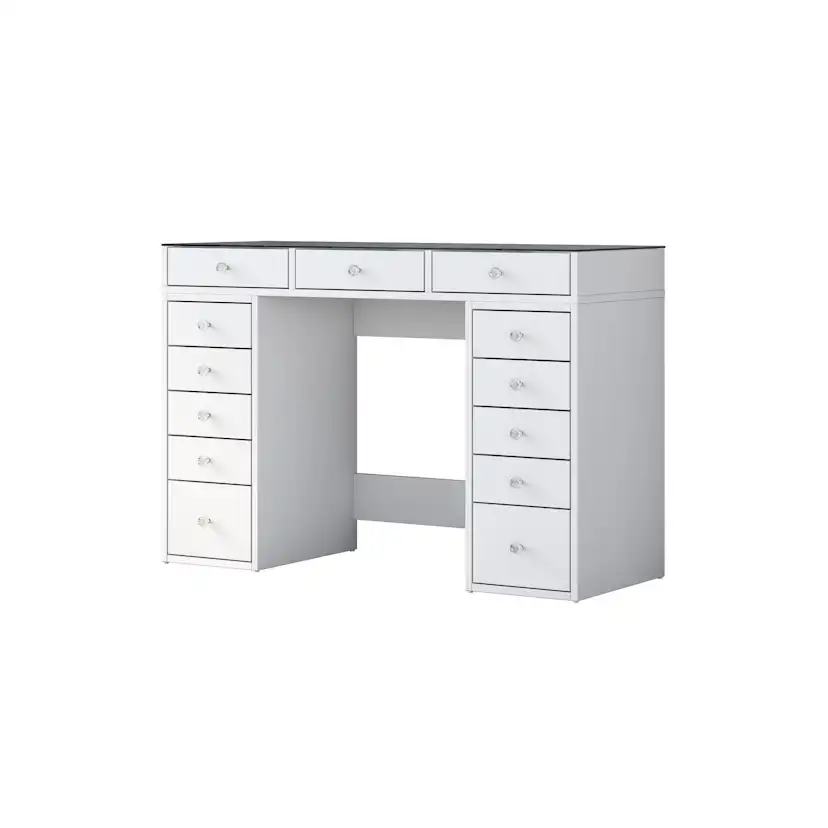 Sminkbord Scandinavian Choice Ramender med Förvaring & Bordsskiva i Glas 120cm