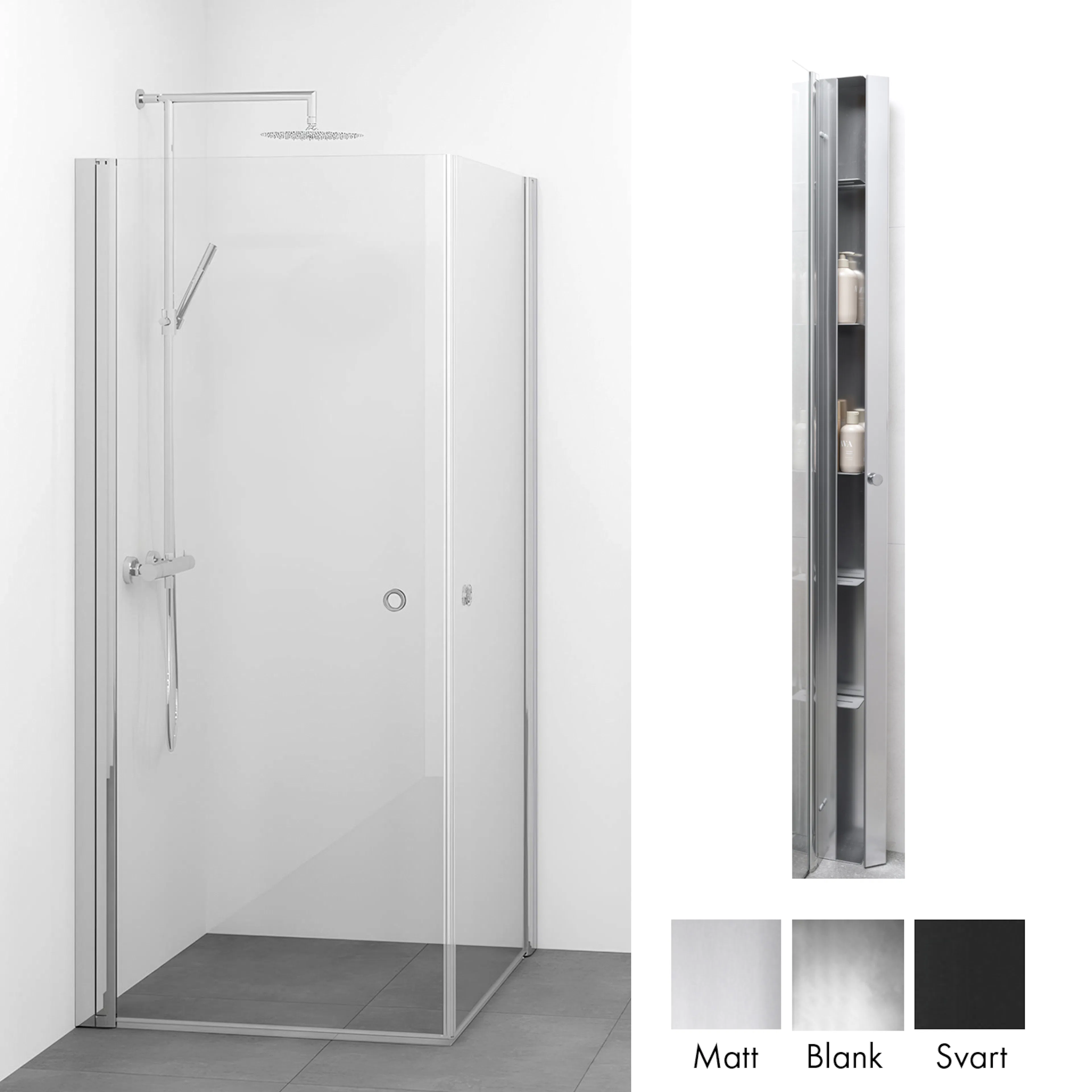 Spirit Rak 80x80 Gr Bl Kl Sky 800x800 mm, Blank, Klarglas med Hålgrepp