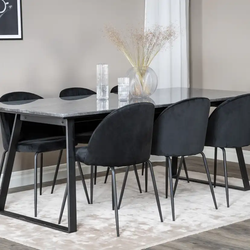 Matgrupp Venture Home Estelle med 6 Wrigley Stolar Sammet