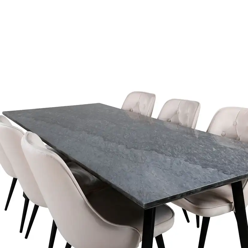 Matgrupp Venture Home Estelle med 6 Velvet Deluxe stolar