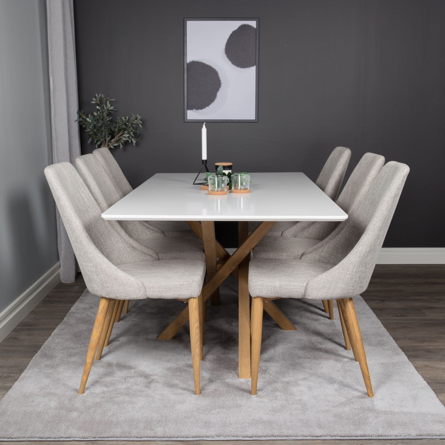 Matgrupp Venture Home Piazza 180 cm med 6 Leone stolar