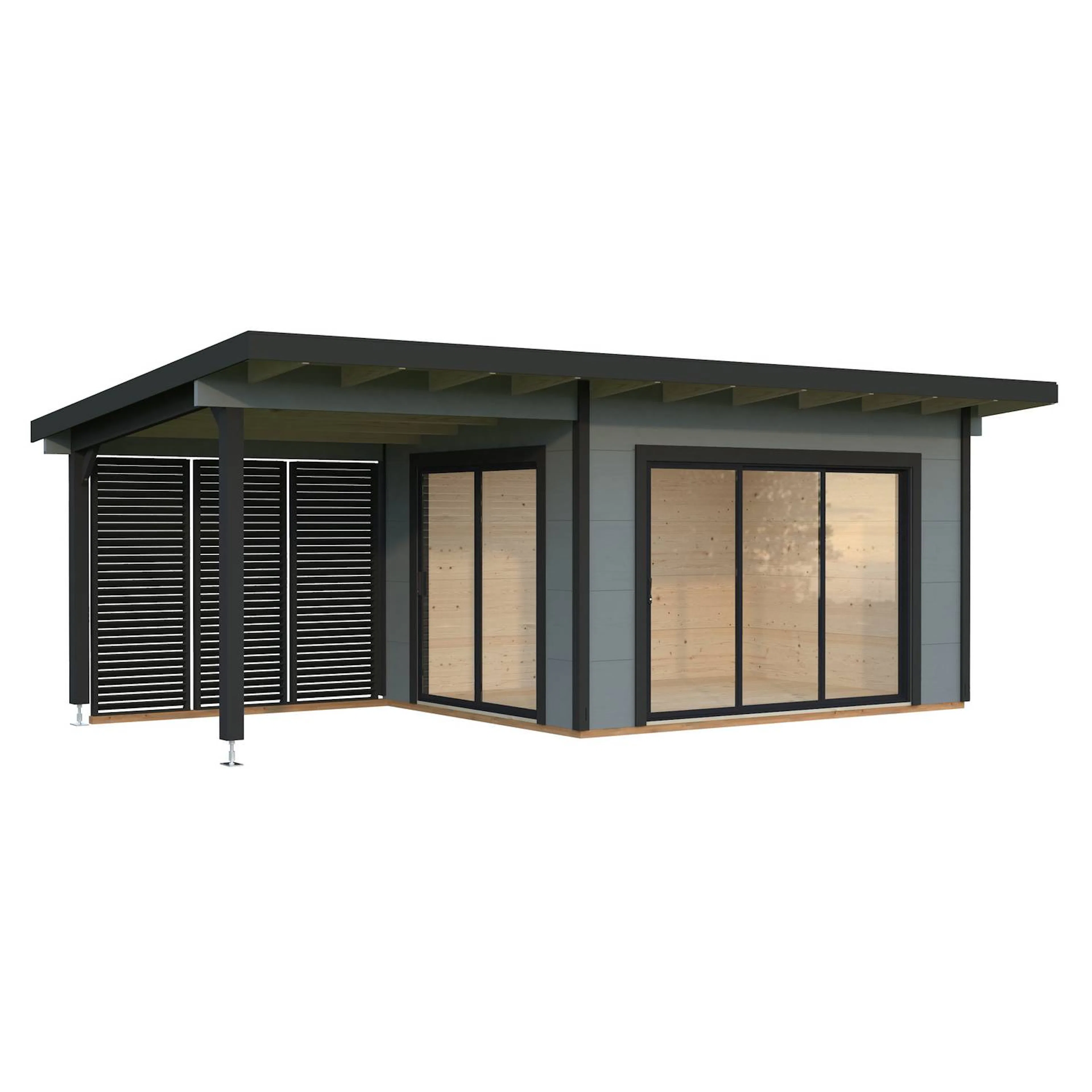 Trädgårdshus Palmako Grace 20,4 m2 (inv. 11,2 m2) med skjutpartier SlidePlus