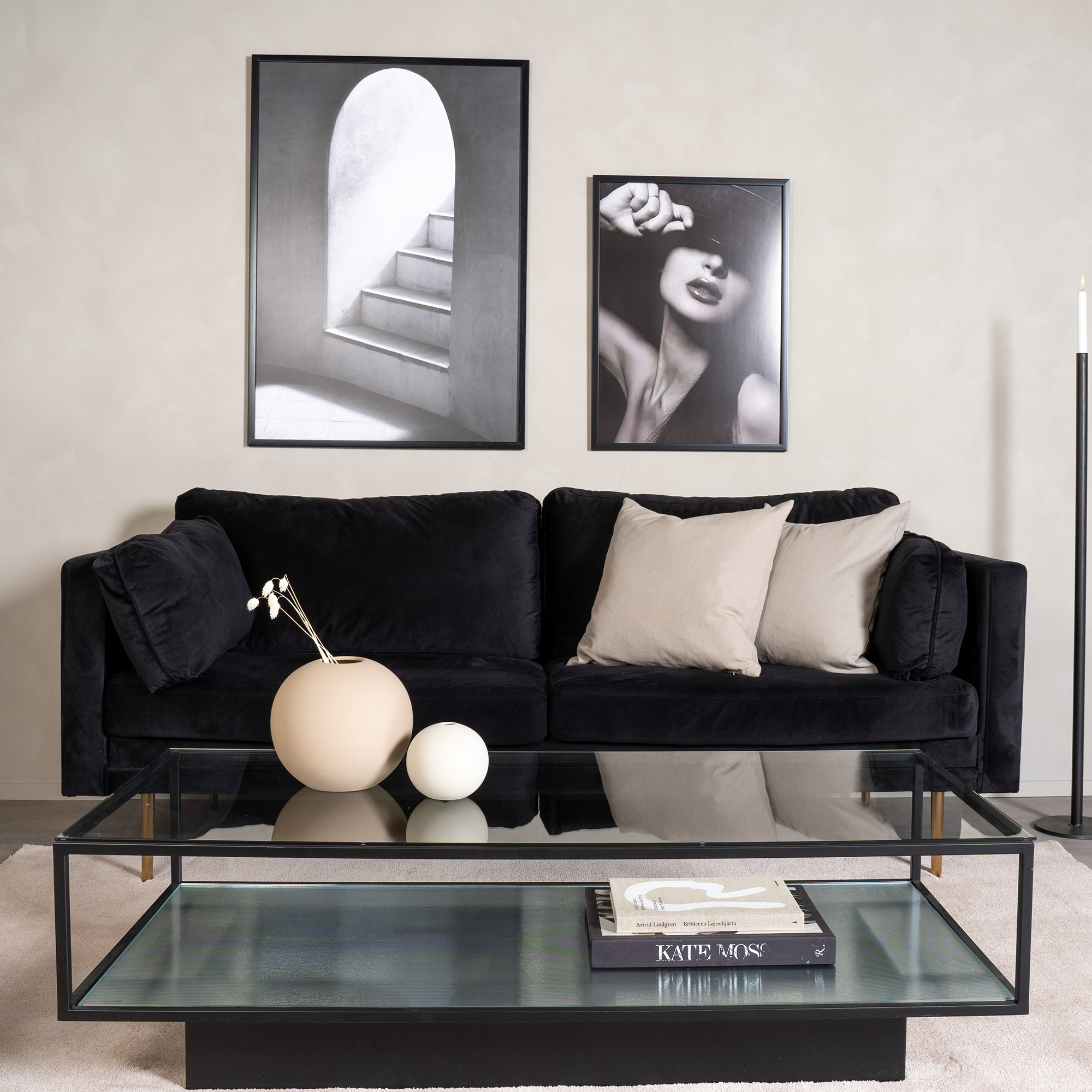 Soffbord furniture/fashion Maglehem Svart Vardagsrumsbord i Glas/Stål 130x60cm