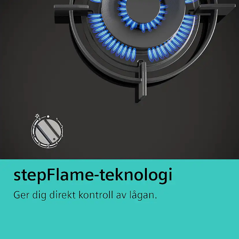 Gashäll Siemens iQ700 med stepFlame Svart 90cm med Smart Uppkoppling
